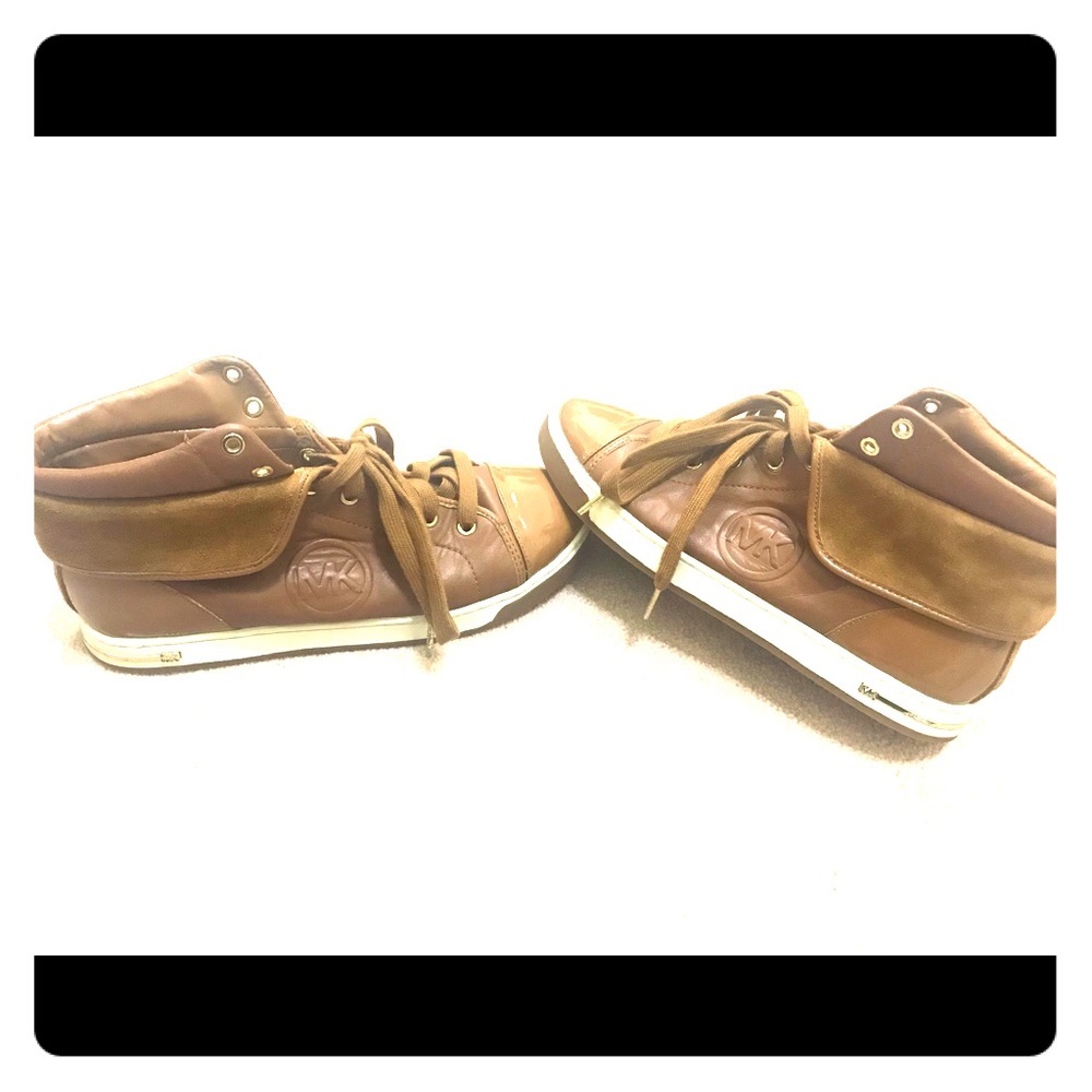 🥾MICHAEL KORS🥾 Brown Leather High-Top Sneakers